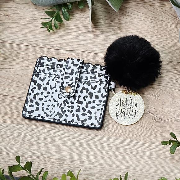 Wallet Keychain & Puff with Laser Engraved Charm - "Let's Party" - Picture 11 of 12